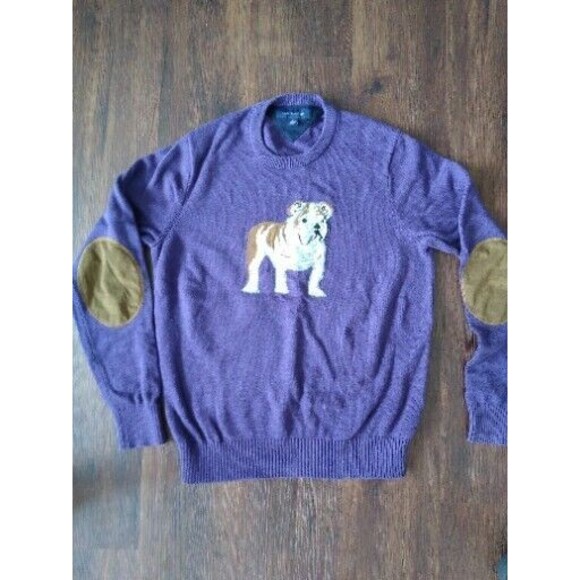 Tommy Hilfiger Vintage Cotton Knit Bulldog Sweater Academia Designer Soho SzM - Picture 1 of 5